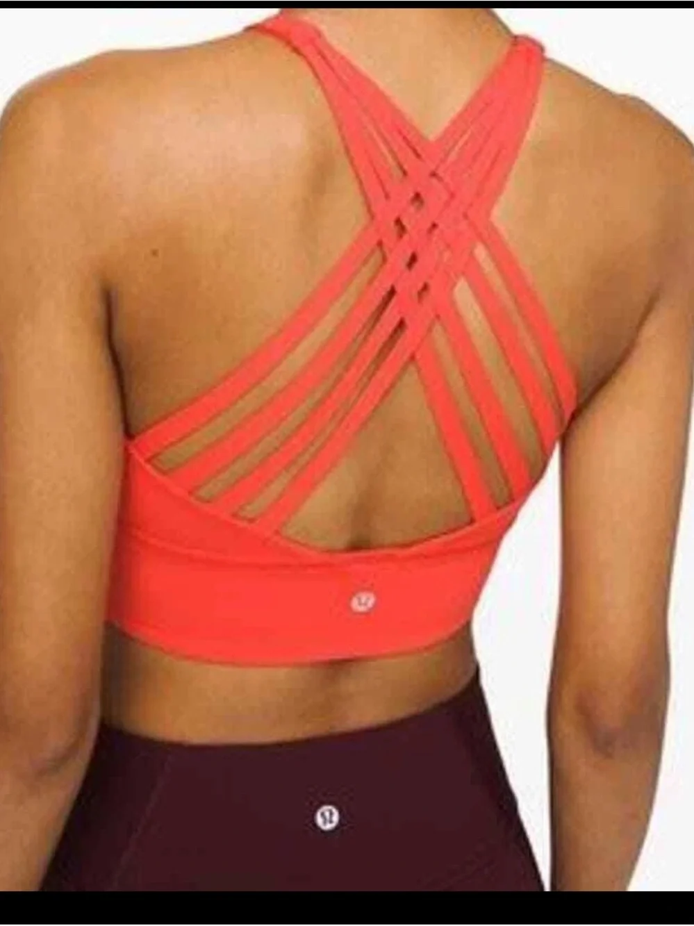 Lululemon women’s coral red free to be moved high neck sports bra size 6